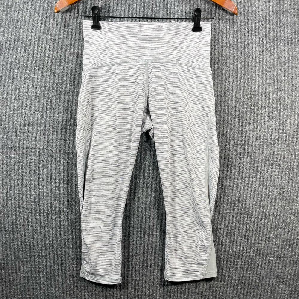 Lululemon Train Times Crop Leggings Women's 6 White High Rise Mesh Activewear